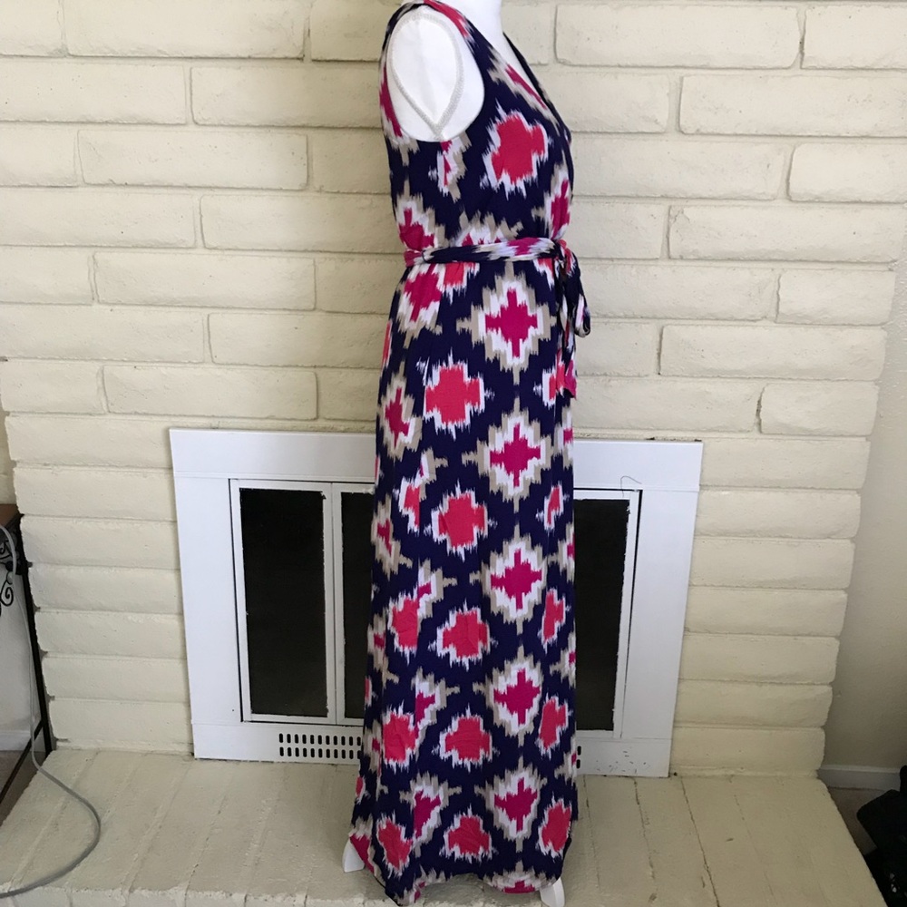 Maxi dress with tie Floor length multi color - Picture 3 of 5